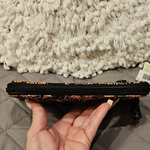 Vera Bradley Kensington Zip Around Paisley Quilted Wallet - Black, Brown, Orange - Picture 7 of 16